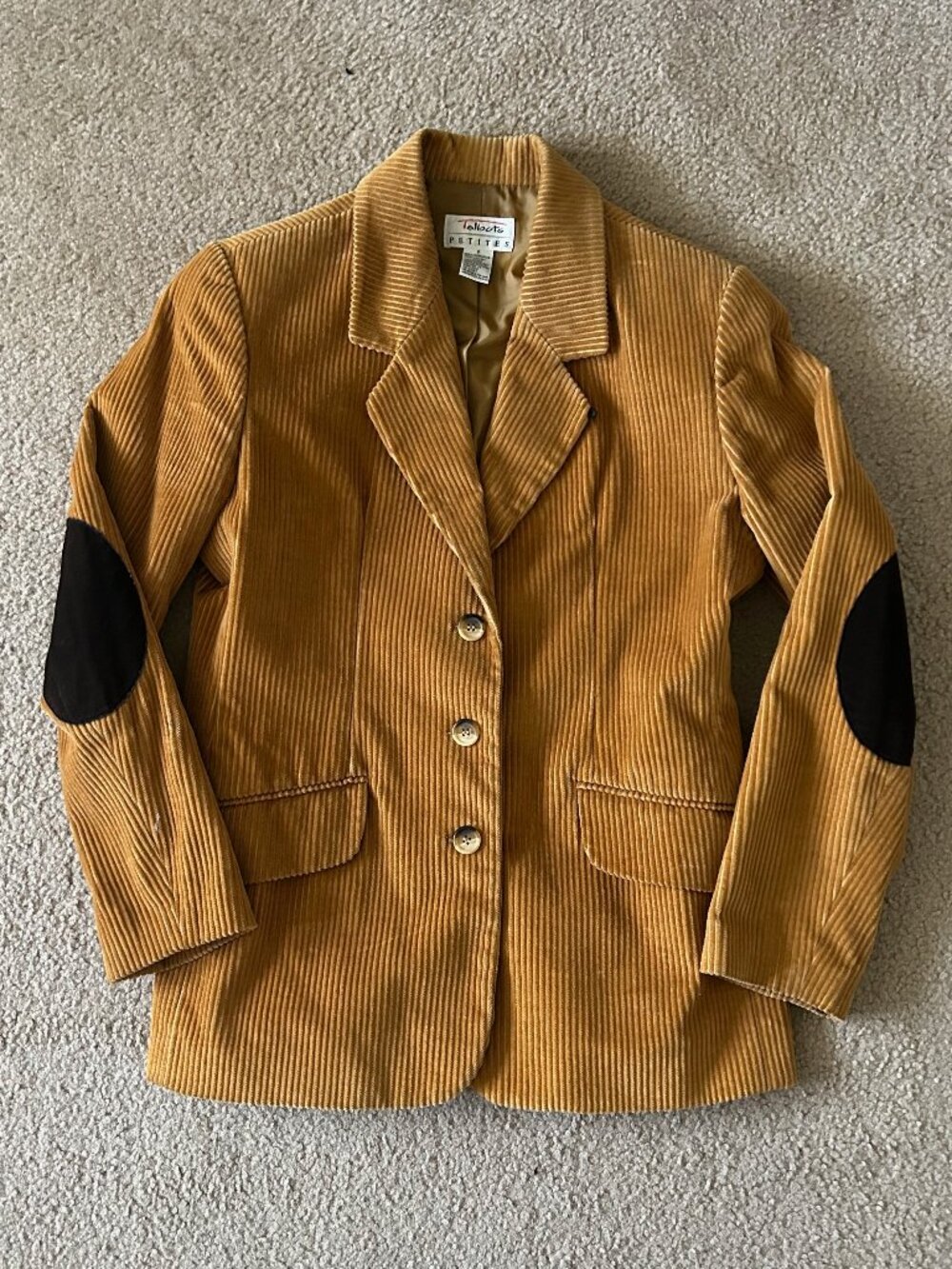 Vintage Camel Tan Corduroy Blazer Talbots Size Petite / XS Boyfriend